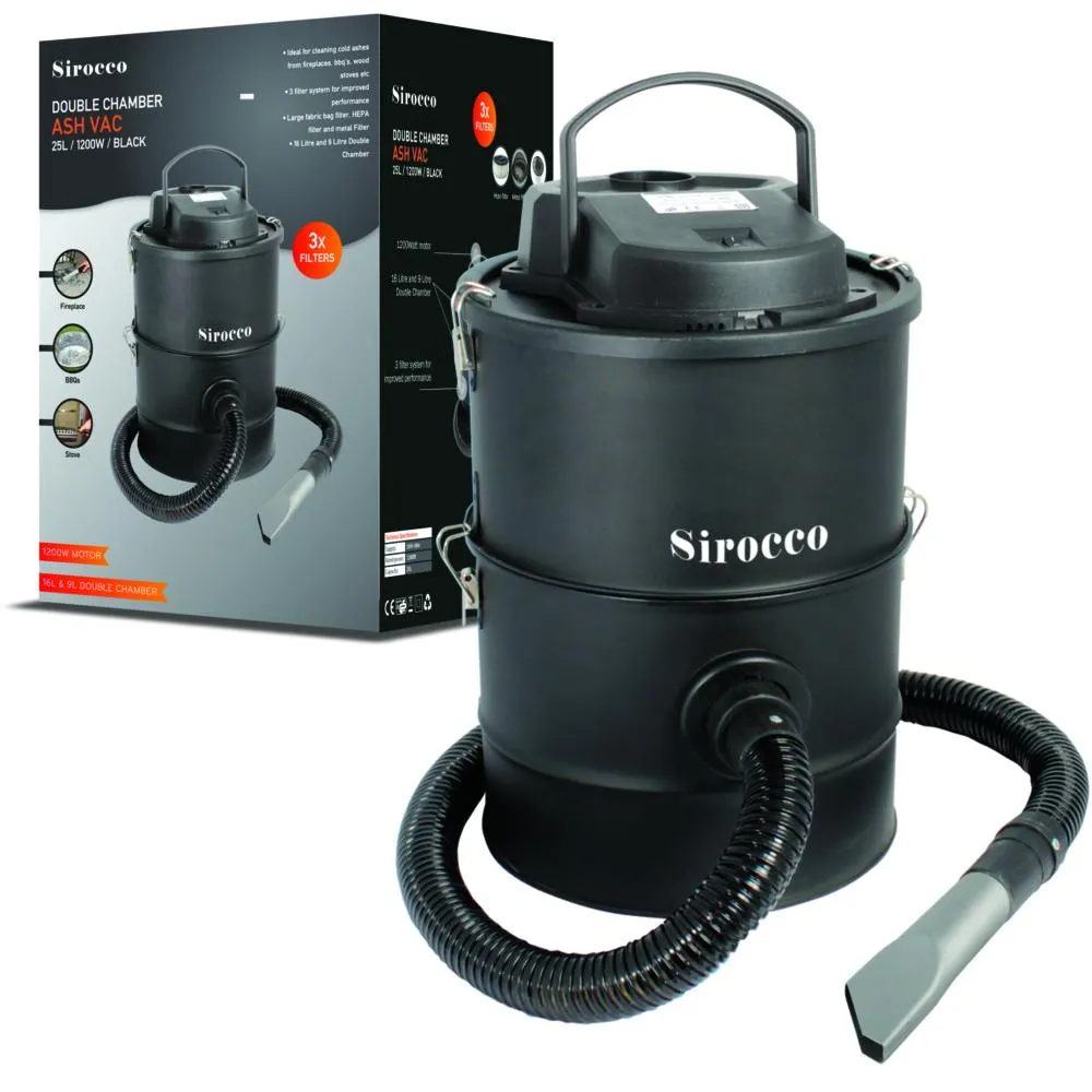 Sirocco - Double Chamber 3 Filter Ash Vac - 25L