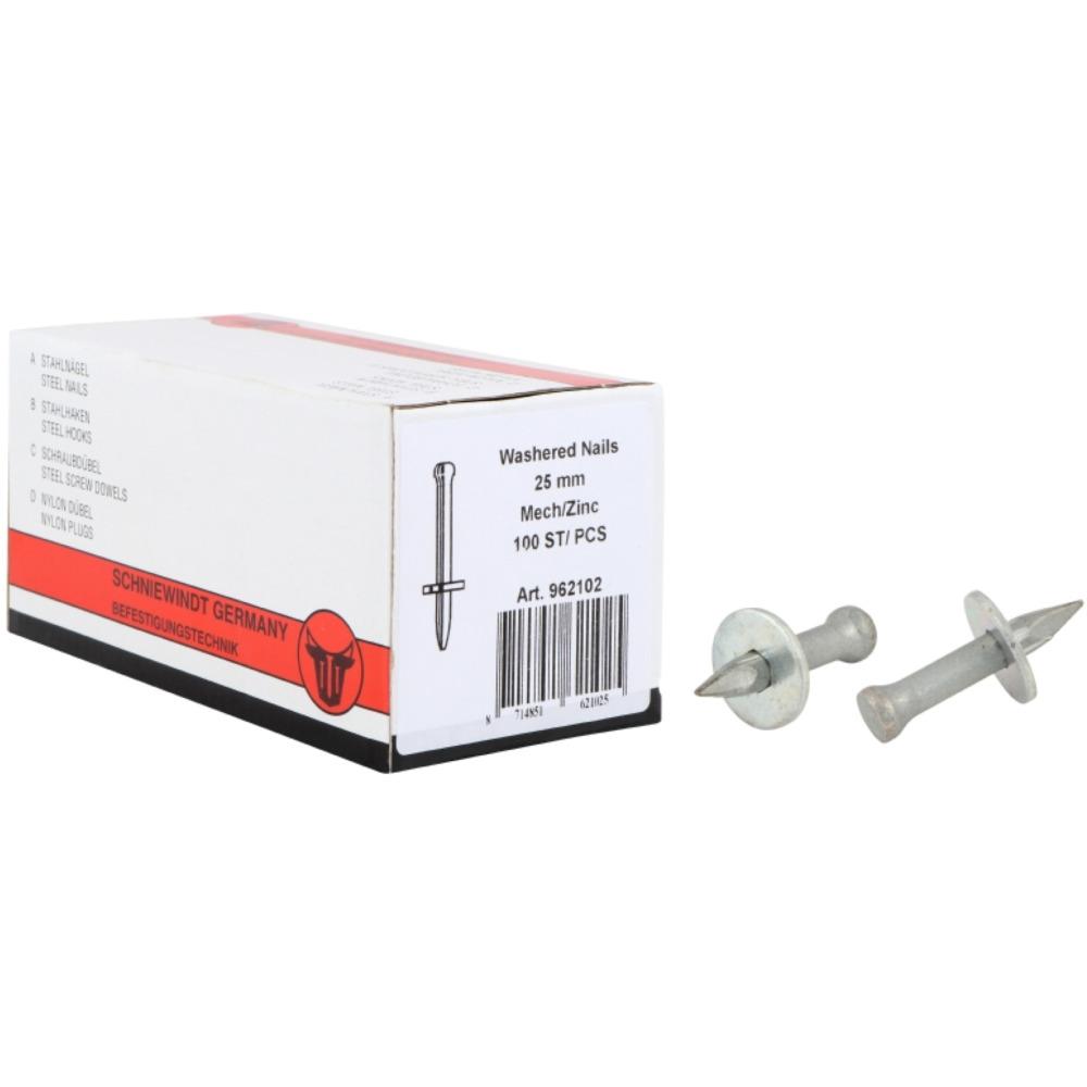 Dewit Washered Nails 100Pc  - 3.7X25mm