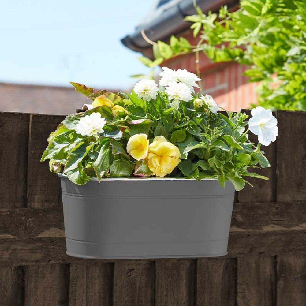 Smart Garden - 12In Fence & Balcony Hanging Planter - Slate
