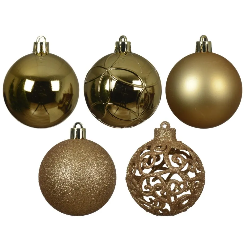 Light Gold Shatterproof Baubles - Pack Of 35