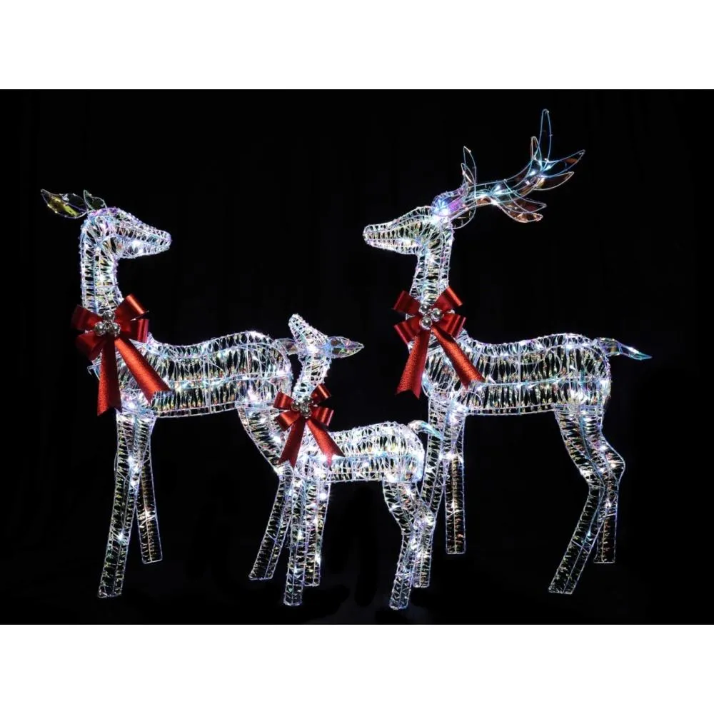 125cm Led Iridescent R/Deer Family